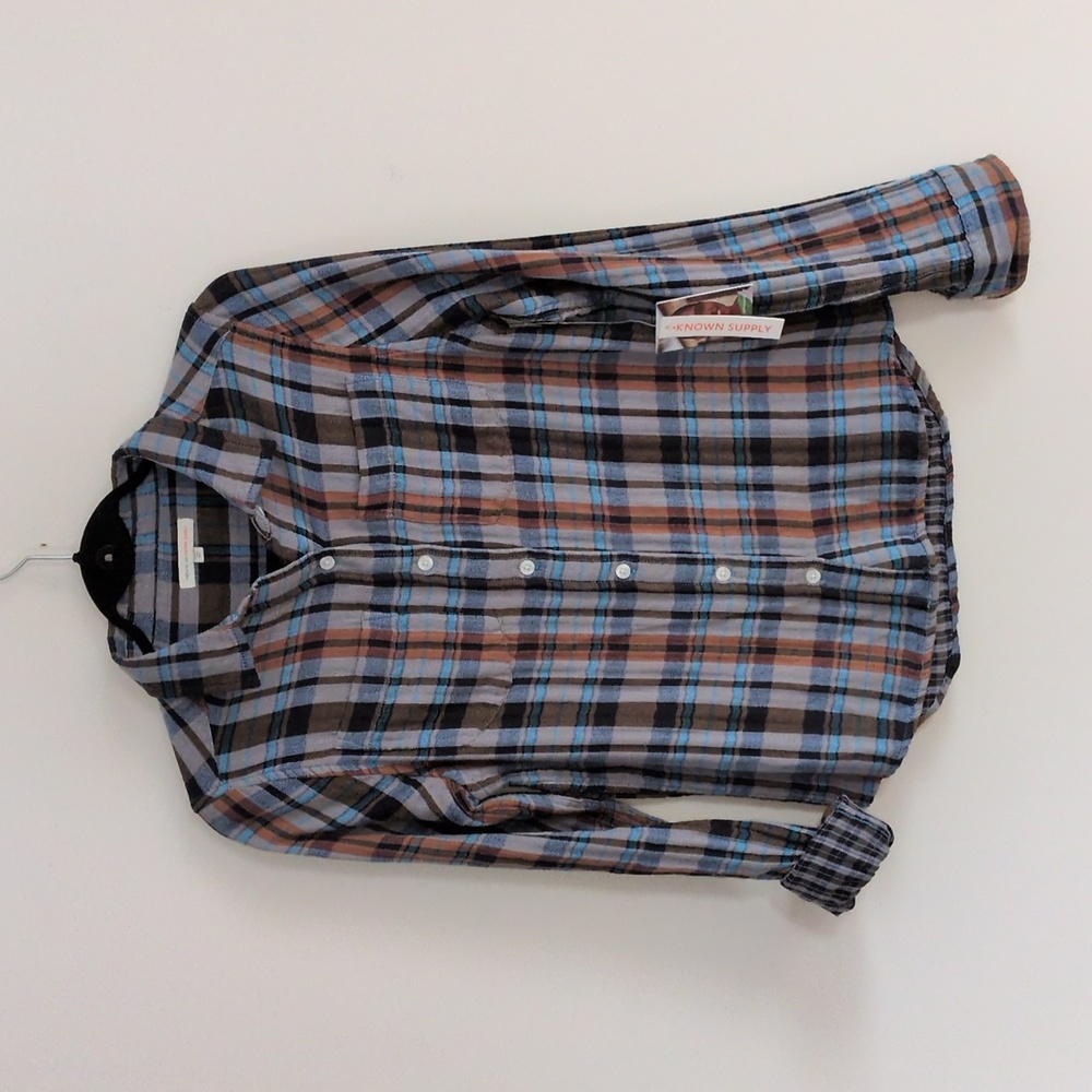 NWT Natural by KNOWN SUPPLY Organic Cotton Plaid Button Up Shirt XS Soft